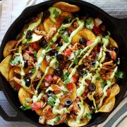 easy paleo nachos recipe with chicken and avocado sauce